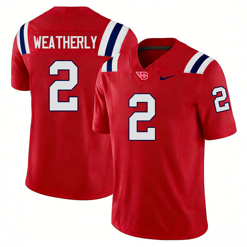 Dayton Flyers #2 Donovan Weatherly College Football Jerseys,Uniforms-Red